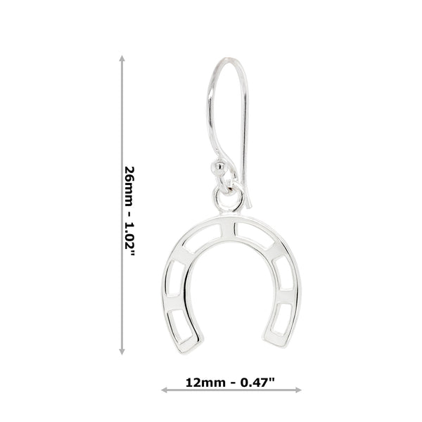 Horse Shoe Lucky Sterling Silver 925 Hook Earrings