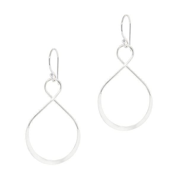 Infinity Asymmetric Drop Sterling Silver 925 Hook Earrings