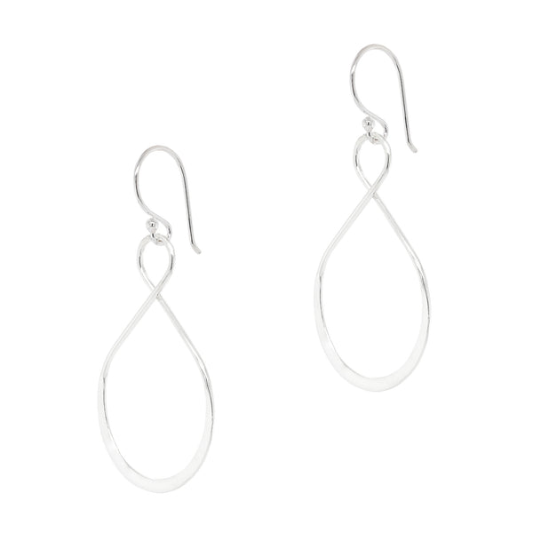 Infinity Asymmetric Drop Sterling Silver 925 Hook Earrings