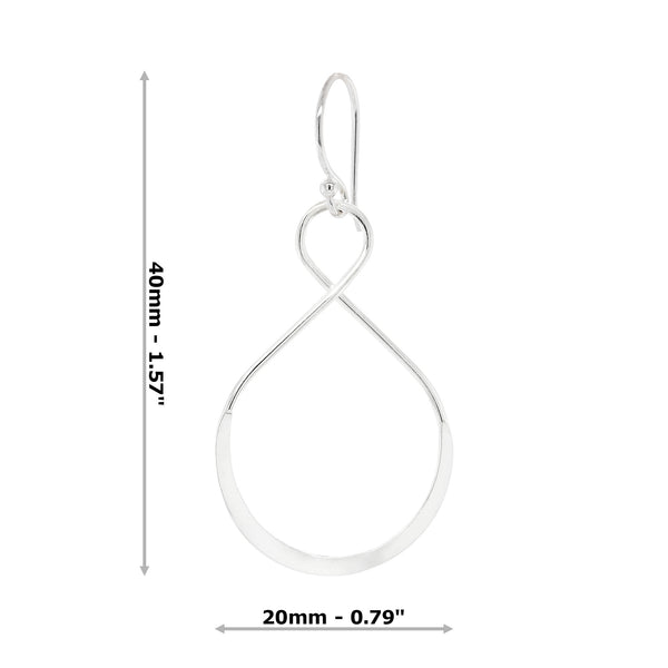 Infinity Asymmetric Drop Sterling Silver 925 Hook Earrings