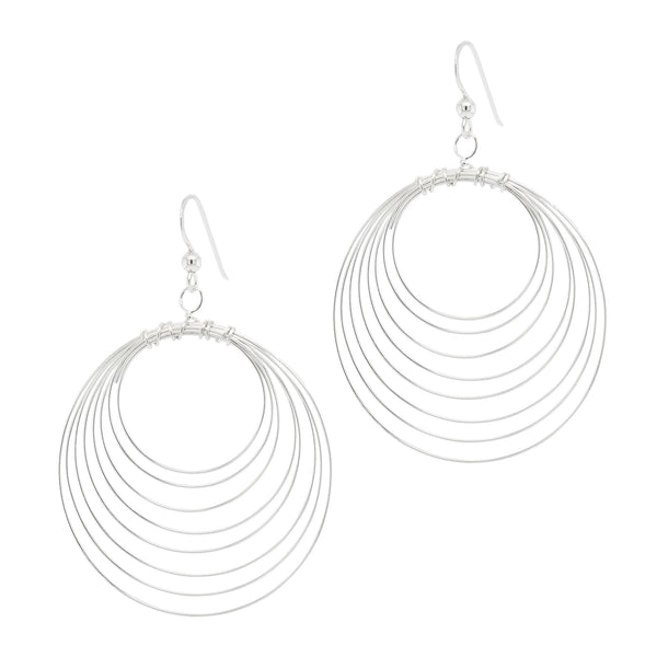 Eight Concentric Hoops Sterling Silver 925 Hook Earrings