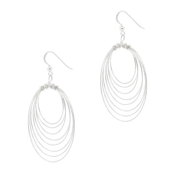 Eight Concentric Hoops Sterling Silver 925 Hook Earrings