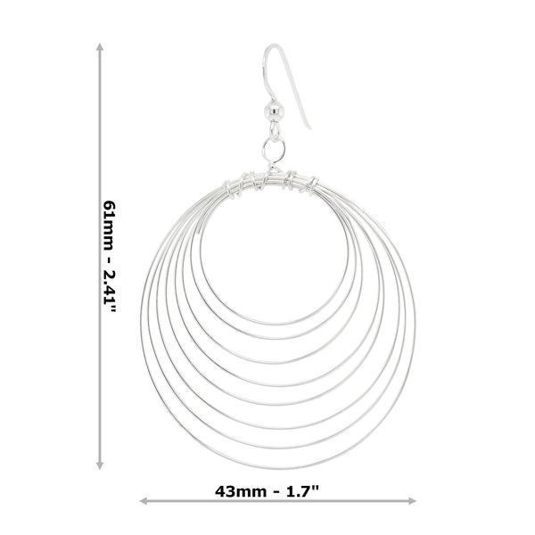 Eight Concentric Hoops Sterling Silver 925 Hook Earrings