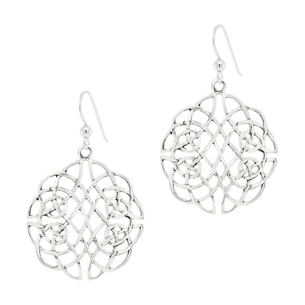 Celtic Knot Large Shield Sterling Silver 925 Hook Earrings