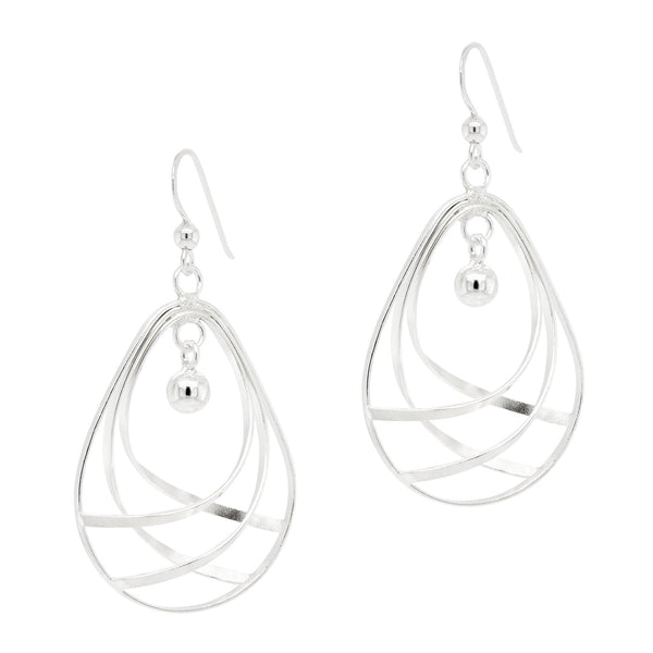 Cage Droplet Ball Sterling Silver 925 Hook Earrings