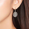 Flower Cutout Circular Sterling Silver 925 Hook Earrings