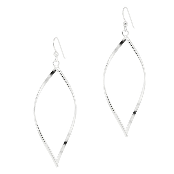 Almond Large Twist Sterling Silver 925 Hook Earrings