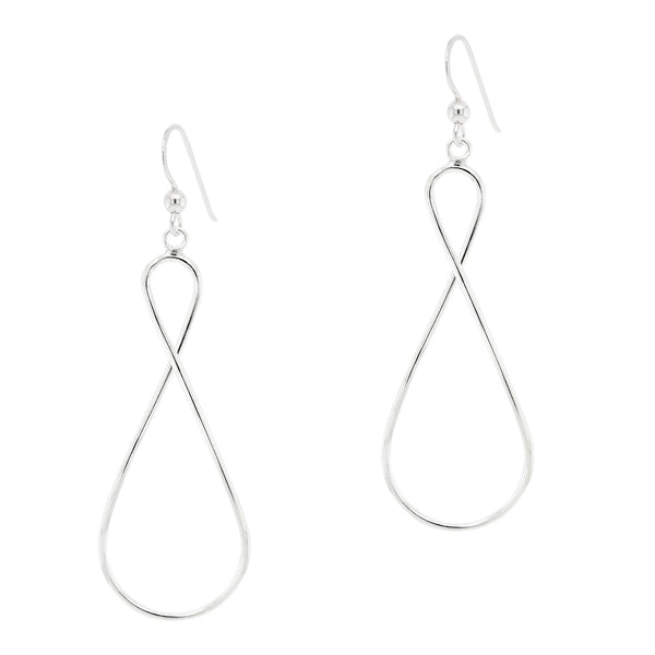 Infinity Asymmetric Large Drop Sterling Silver 925 Hook Earrings