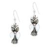 Owl Shell Wings & Eyes Sterling Silver 925 Hook Earrings