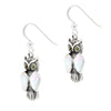 Owl Shell Wings & Eyes Sterling Silver 925 Hook Earrings