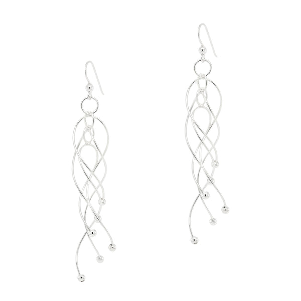 Curved Chandelier Sterling Silver 925 Hook Earrings