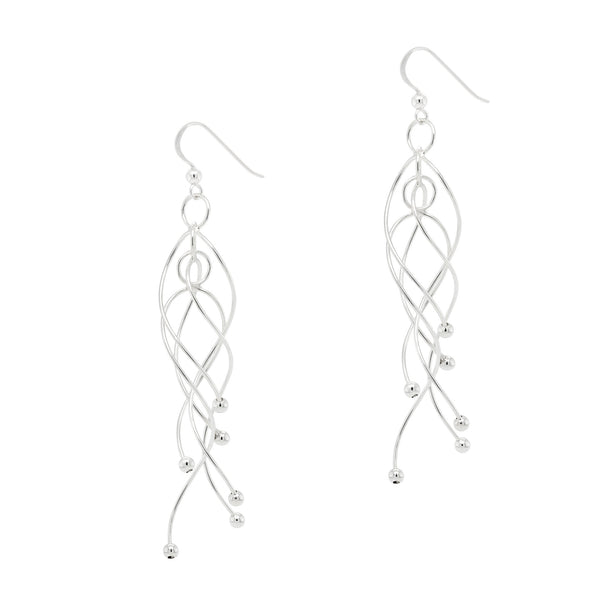 Curved Chandelier Sterling Silver 925 Hook Earrings