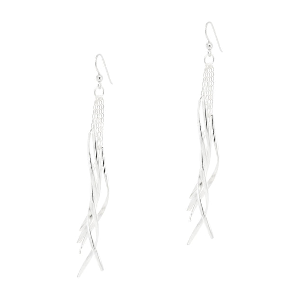 Chain Curved Chandelier Sterling Silver 925 Hook Earrings