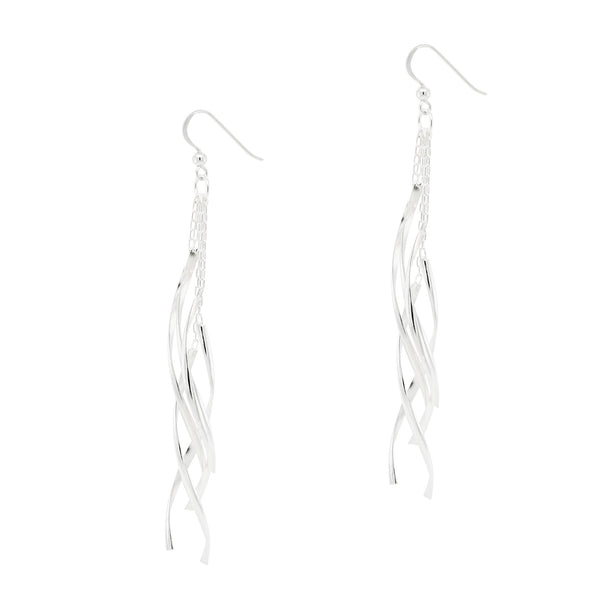 Chain Curved Chandelier Sterling Silver 925 Hook Earrings