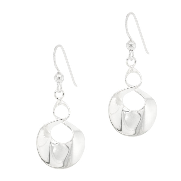 Flat Twist Oval Sterling Silver 925 Hook Earrings