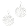 Leaf Cutout Circular Matte Sterling Silver 925 Hook Earrings