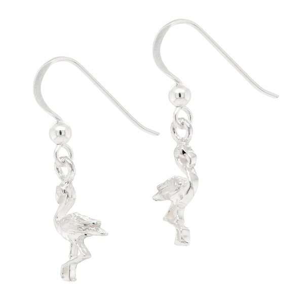 Flamingo Pair Sterling Silver 925 Hook Earrings