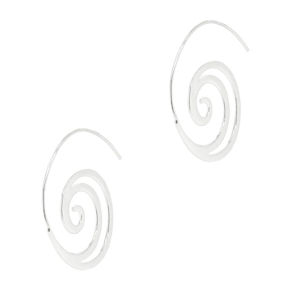 Swirl Cutout Medium Sterling Silver 925 Spiral Earrings