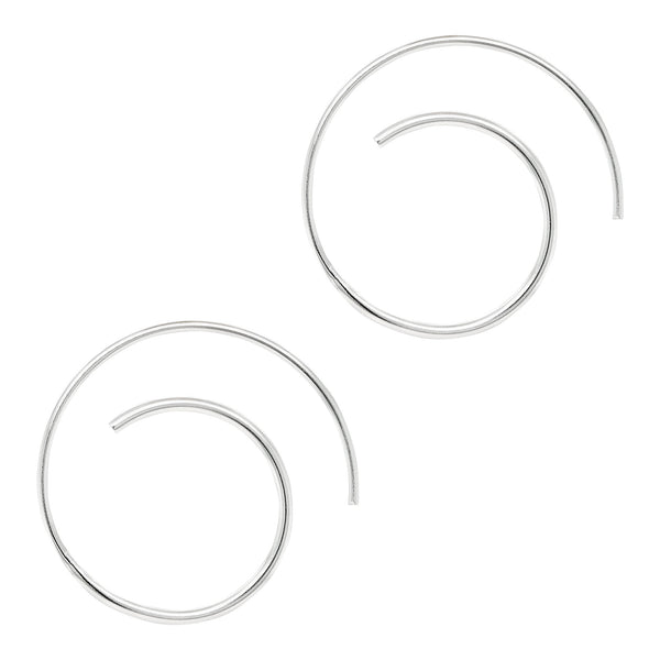 Plain Simple Medium Sterling Silver 925 Spiral Earrings