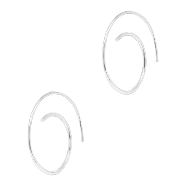 Plain Simple Medium Sterling Silver 925 Spiral Earrings