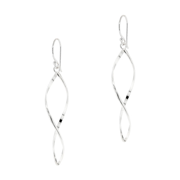 Almond Medium Twist Sterling Silver 925 Hook Earrings