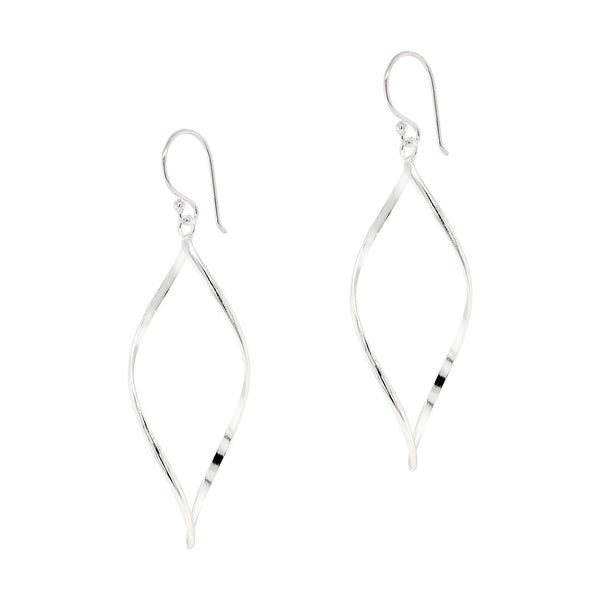 Almond Medium Twist Sterling Silver 925 Hook Earrings