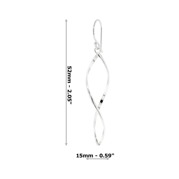 Almond Medium Twist Sterling Silver 925 Hook Earrings