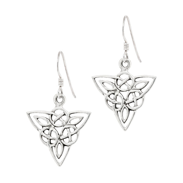 Celtic Knot Upside Down Triangle Sterling Silver 925 Hook Earrings
