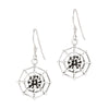 Spider on Web Halloween Sterling Silver 925 Hook Earrings