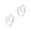 Double Twist Coloured Diamante-Sterling Silver 925 Hoop Earrings