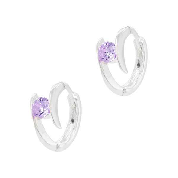 Double Twist Coloured Diamante-Sterling Silver 925 Hoop Earrings