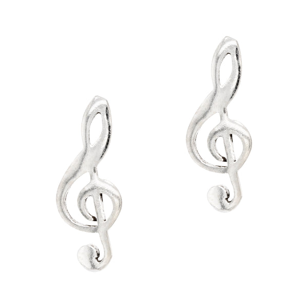 Treble Clef Music Symbol Sterling Silver 925 Studs