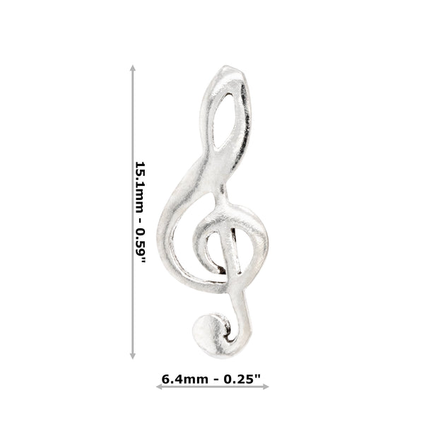 Treble Clef Music Symbol Sterling Silver 925 Studs