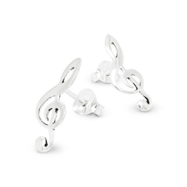 Treble Clef Music Symbol Sterling Silver 925 Studs