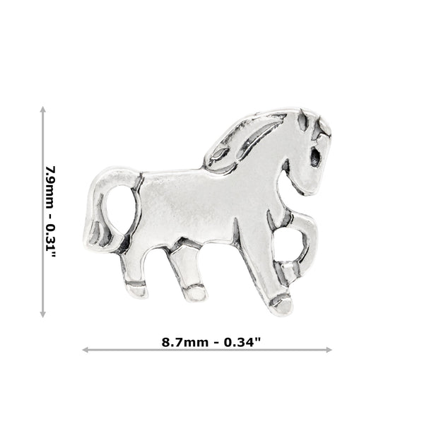 Pony Horse Trotting Sterling Silver 925 Studs