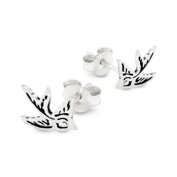 Swallow Swift Flying Sterling Silver 925 Studs