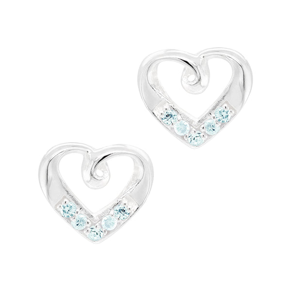 Love Heart Twist Cubic Zirconia Sterling Silver 925 Stud Earrings