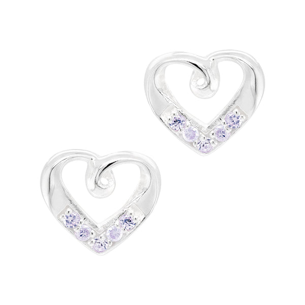 Love Heart Twist Asymmetric Cubic Zirconia Sterling Silver 925 Stud Earrings