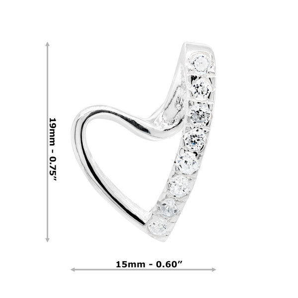 Love Heart Twist Asymmetric Cubic Zirconia Sterling Silver 925 Stud Earrings