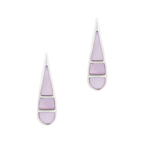 Droplet Coloured Shell Sterling Silver 925 Stud Earrings