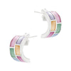 Curved Rectangle Coloured Shell Sterling Silver 925 Stud Earrings