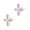 Four Petal Flower Coloured Shell Sterling Silver 925 Stud Earrings