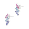 Triple Slanted Rectangle Coloured Shell Sterling Silver 925 Stud Earrings