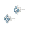 Four Petal Flower Coloured Shell Sterling Silver 925 Stud Earrings