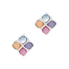 Four Petal Flower Coloured Shell Sterling Silver 925 Stud Earrings