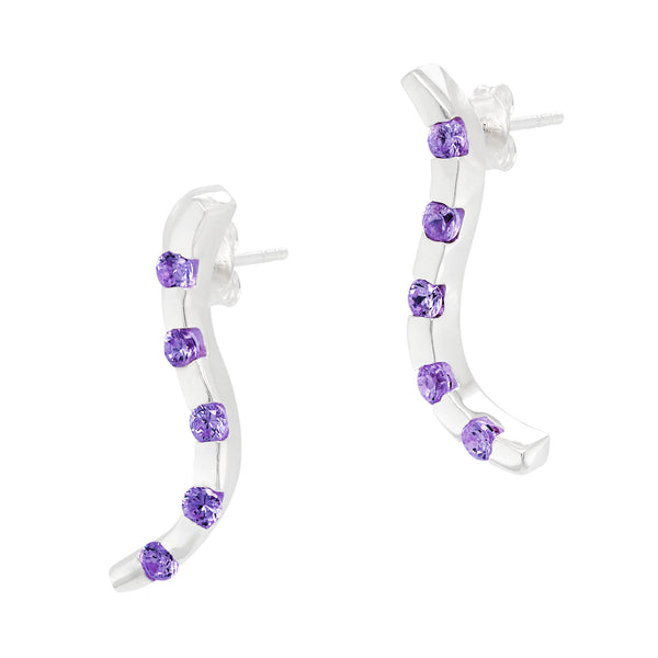 Coloured Diamante Twist Block Sterling Silver 925 Stud Earrings