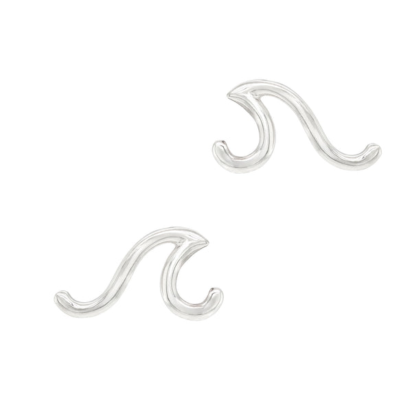 Surf Wave Sterling Silver 925 Stud Earrings