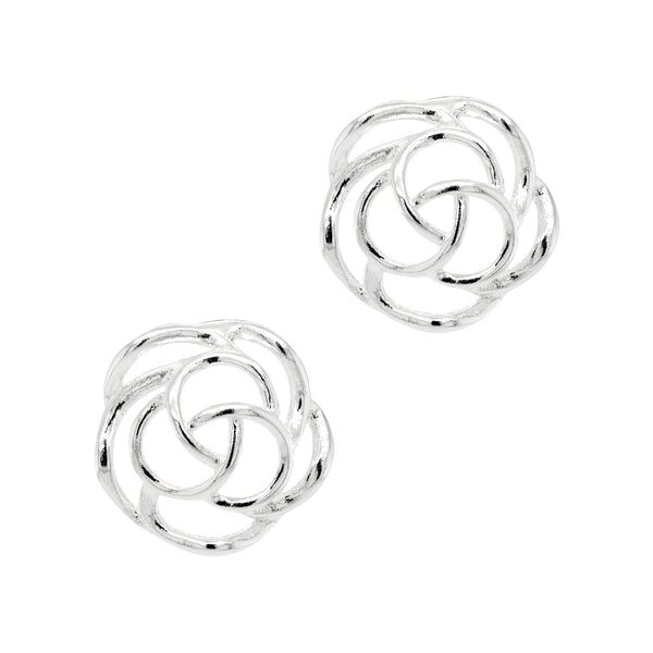 Rose Cutout Sterling Silver 925 Stud Earrings