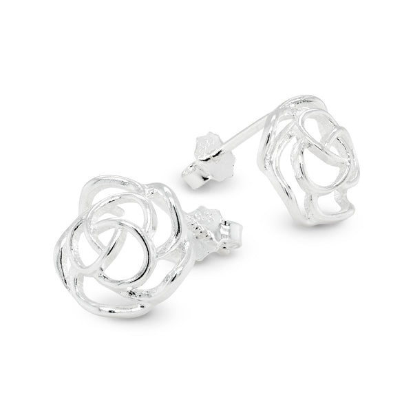 Rose Cutout Sterling Silver 925 Stud Earrings