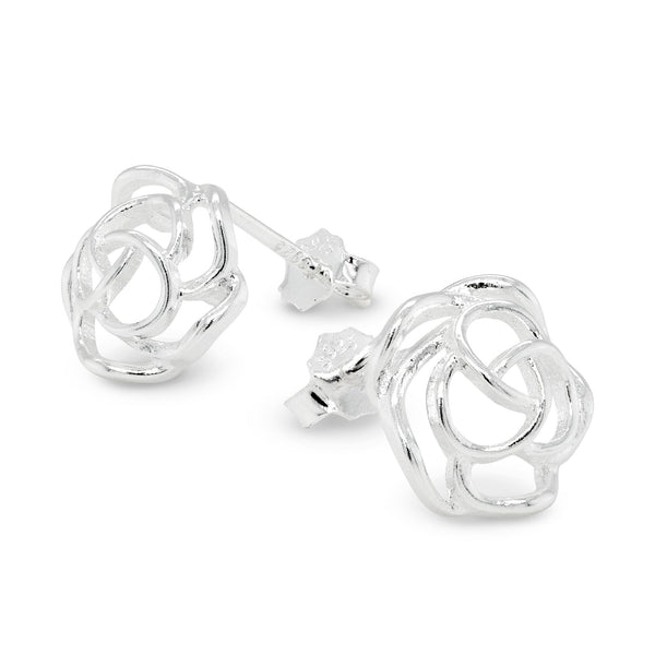 Rose Cutout Sterling Silver 925 Stud Earrings